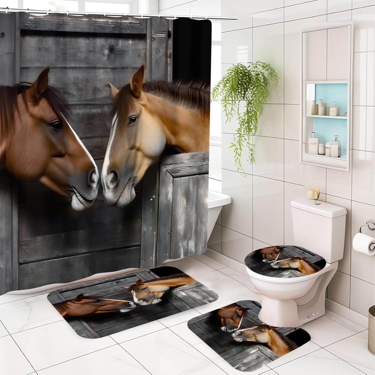 Large Wooden Bathroom Set with 12 Hooks for Rustic Deco