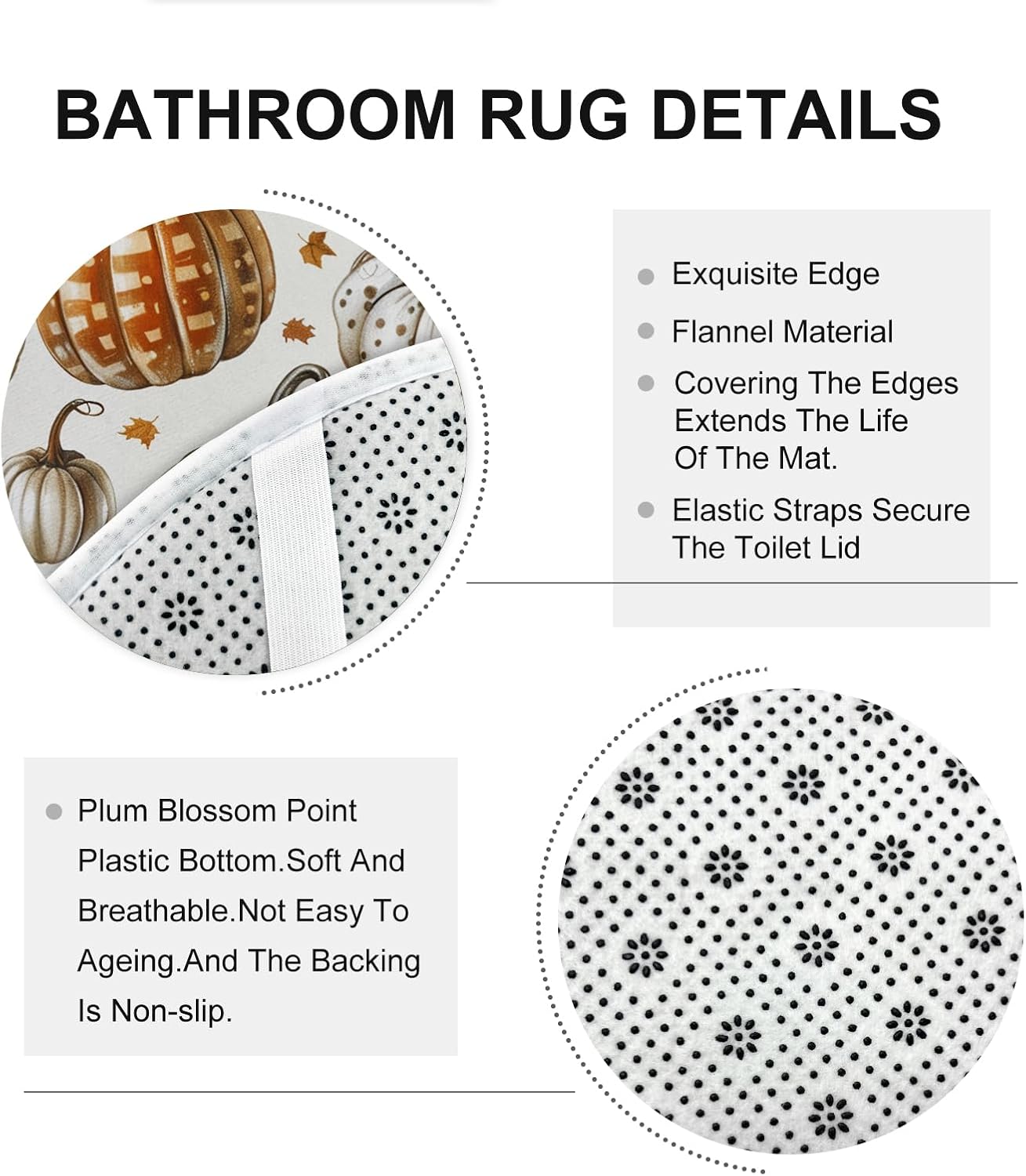4PCS Fall Pumpkin Shower Curtain Set with Hooks and Non-Slip Rug