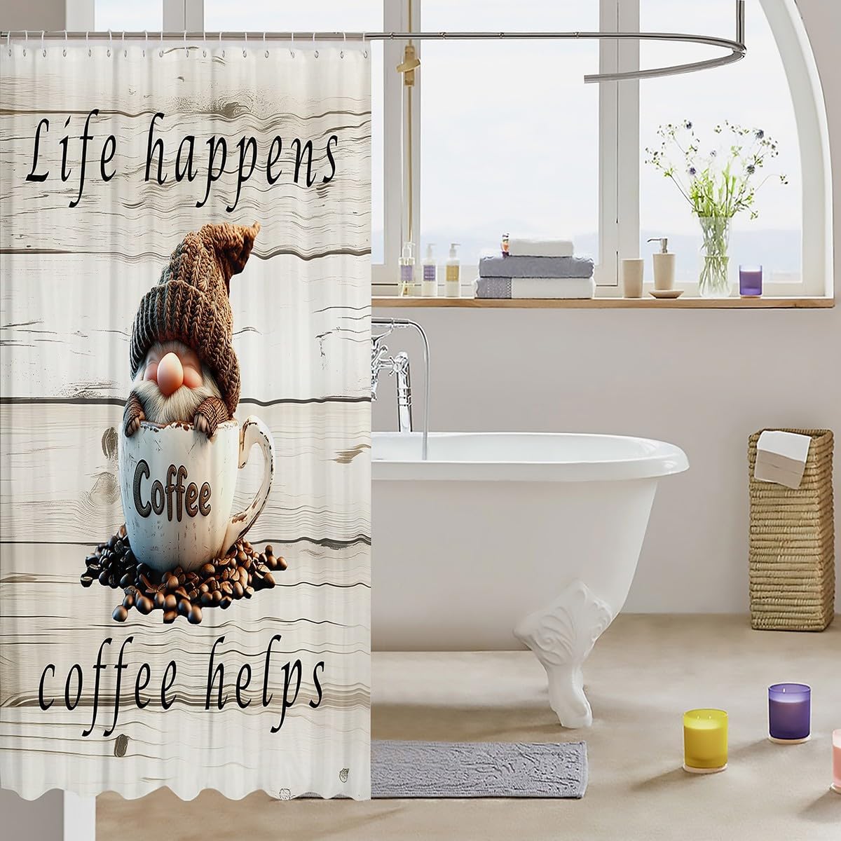 Feelyou 72 x 72 Kawaii Gnome Bathroom Shower Curtain