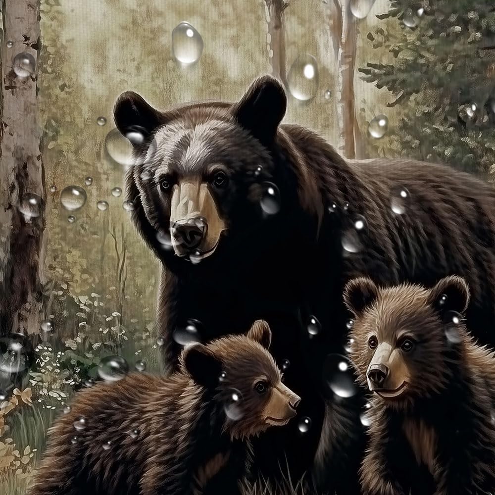 Cabin Bear Shower Curtain Set with Hooks