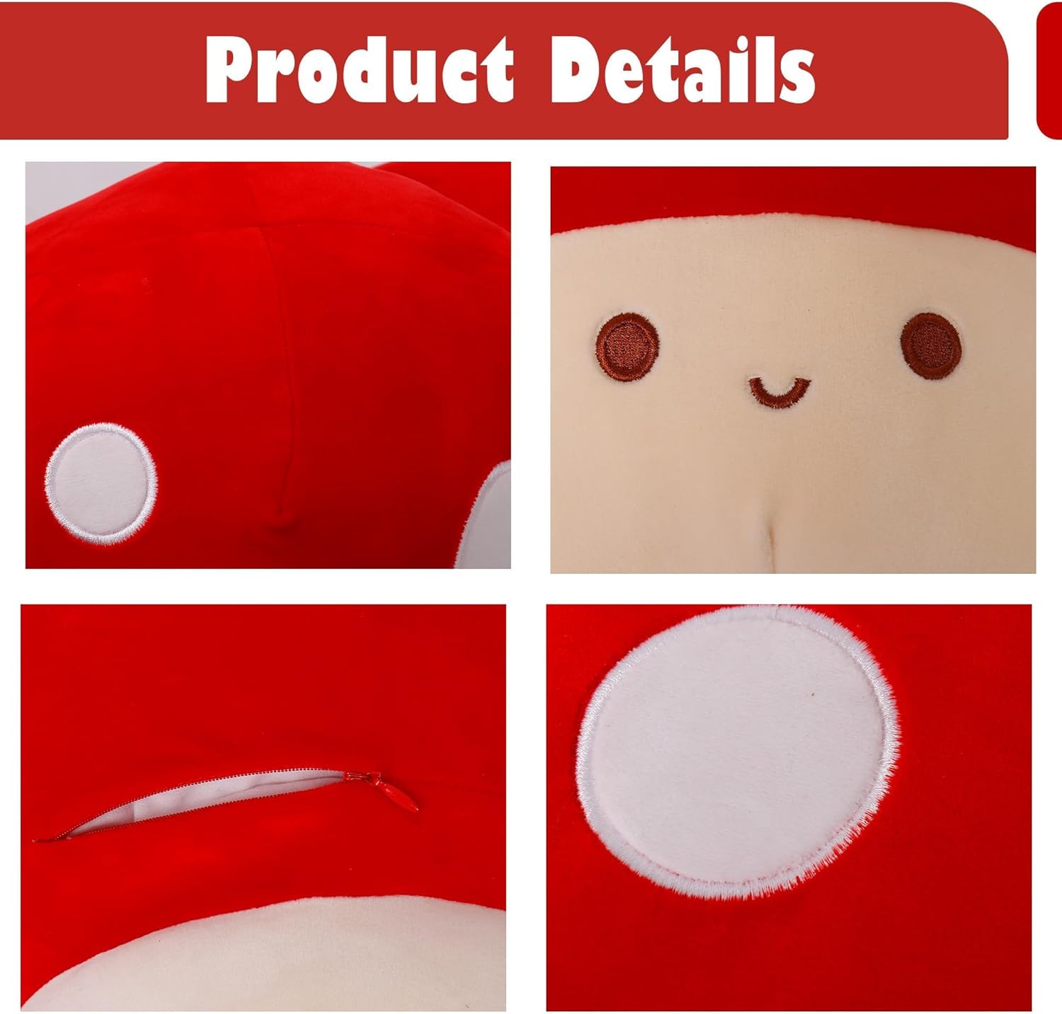 4PCS 12-Inch Mushroom Plush Pillow for Kids and Adults
