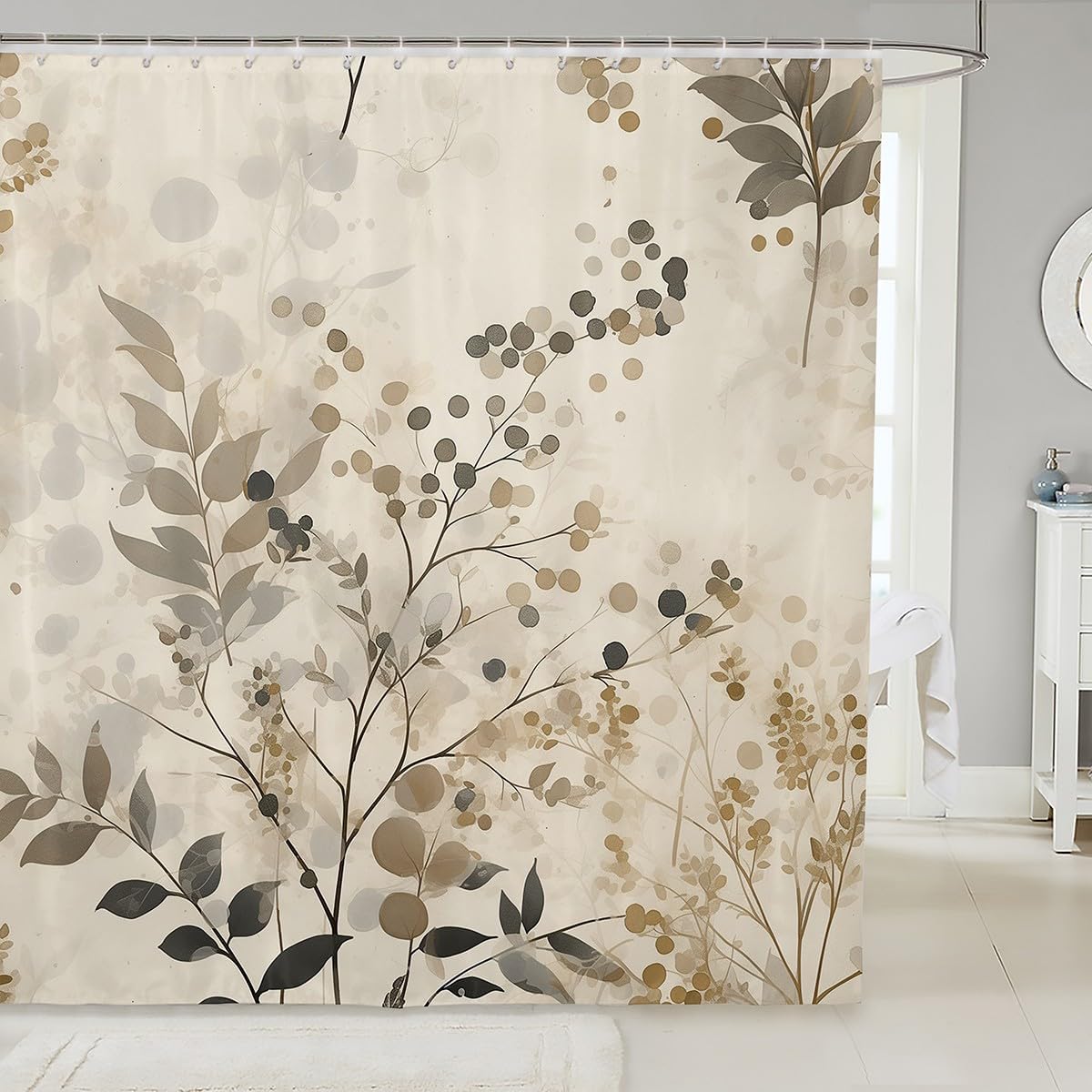 Feelyou Boho Bath Curtains Groovy Flower Set for Boys Girls Teens