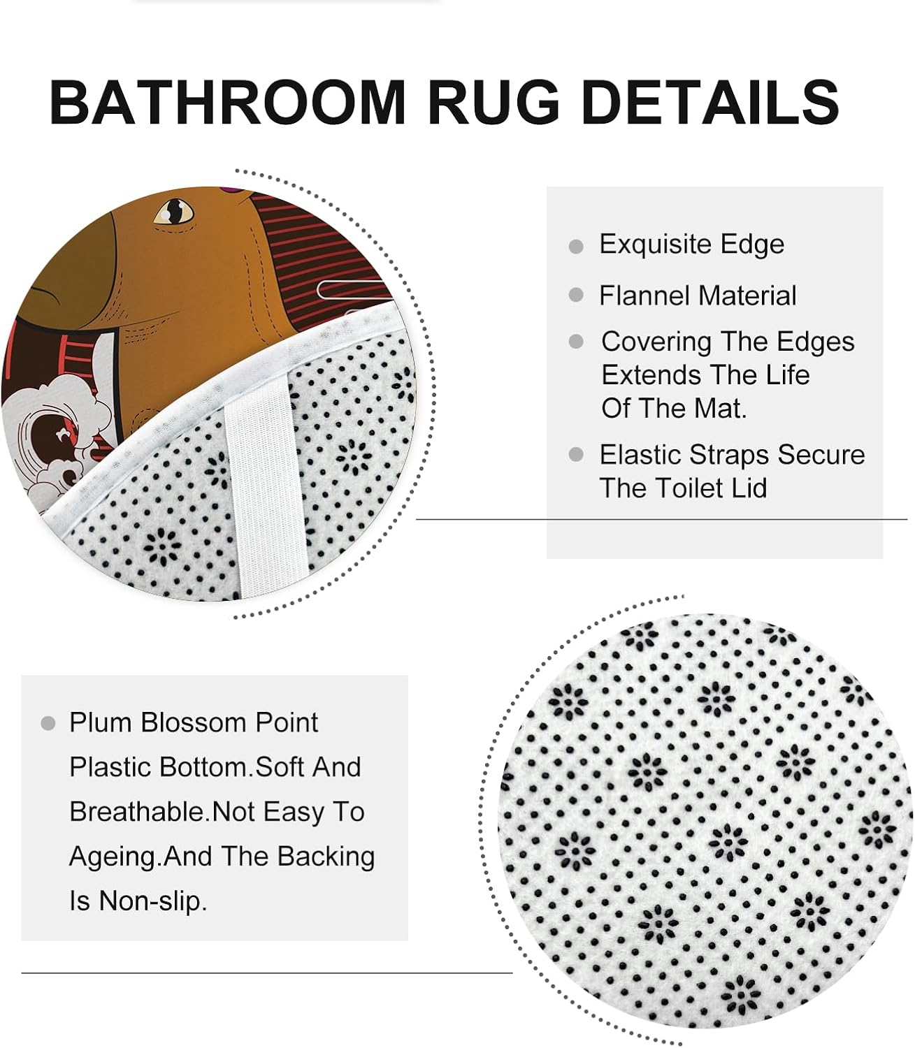 4PCS Brown Cartoon Fun Capybara Shower Curtain Sets