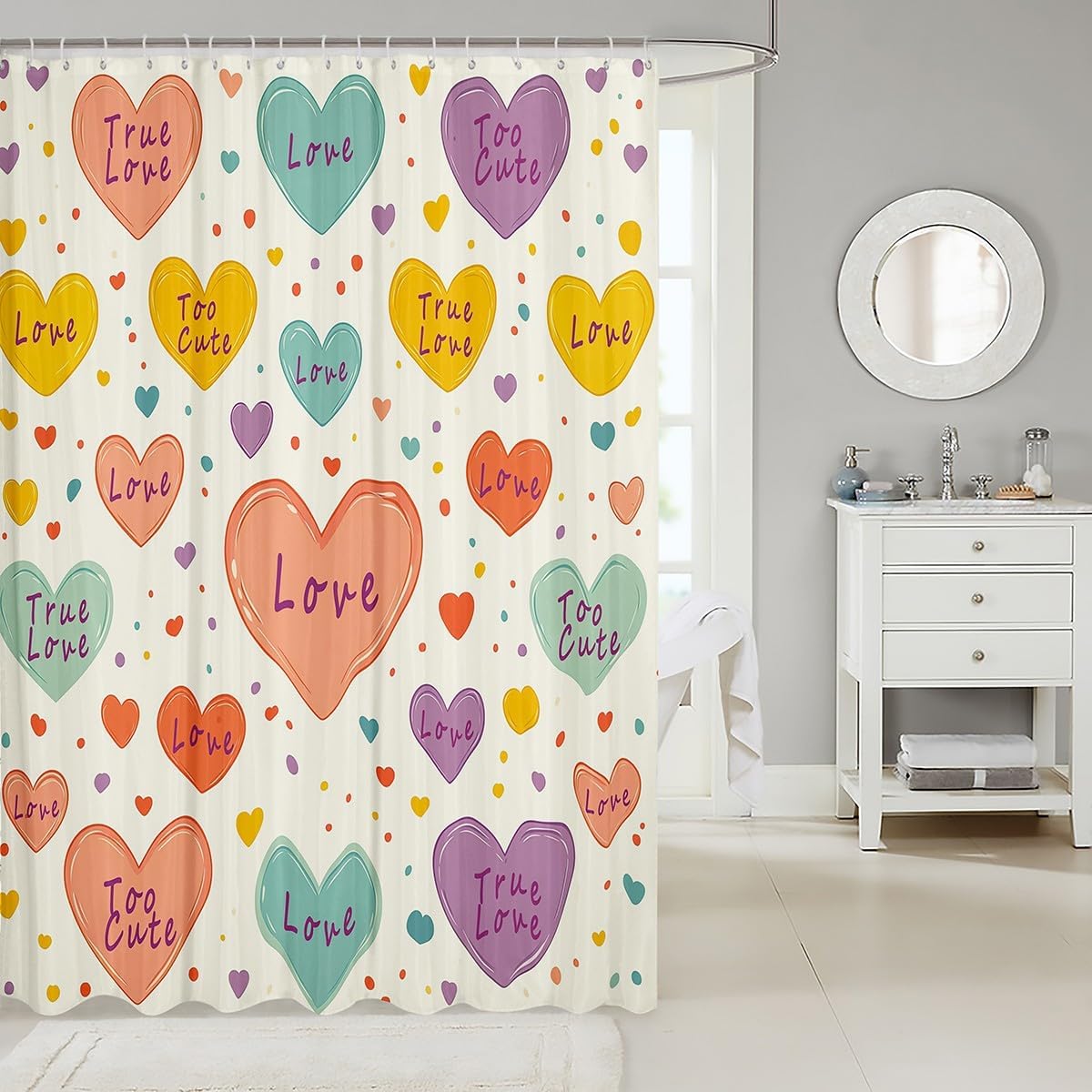 Valentines Day Kids Bath Curtain Set