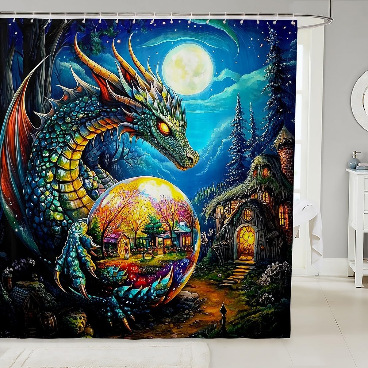 Feelyou Dragon Bath Curtain Set for Kids