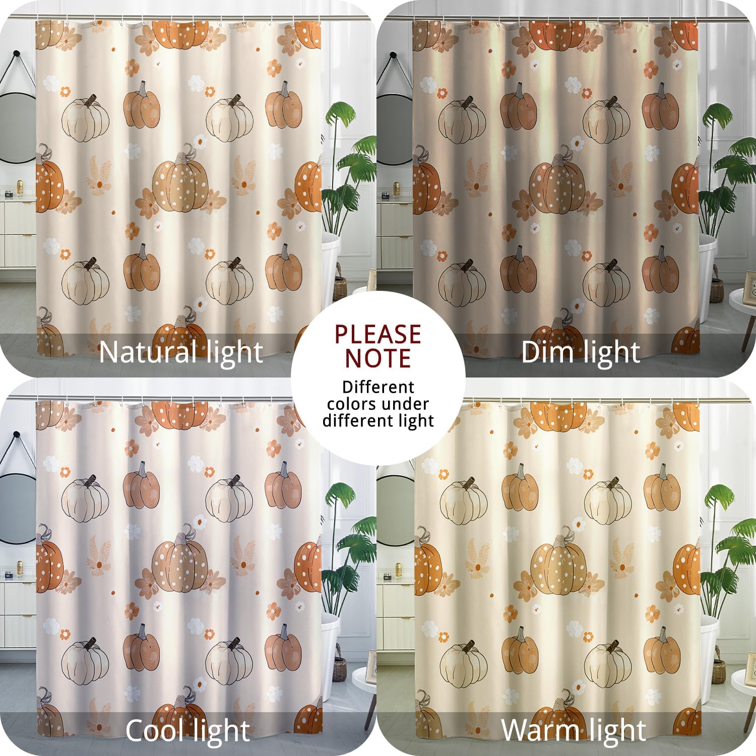 Fall Polka Pumpkin Shower Curtain Set