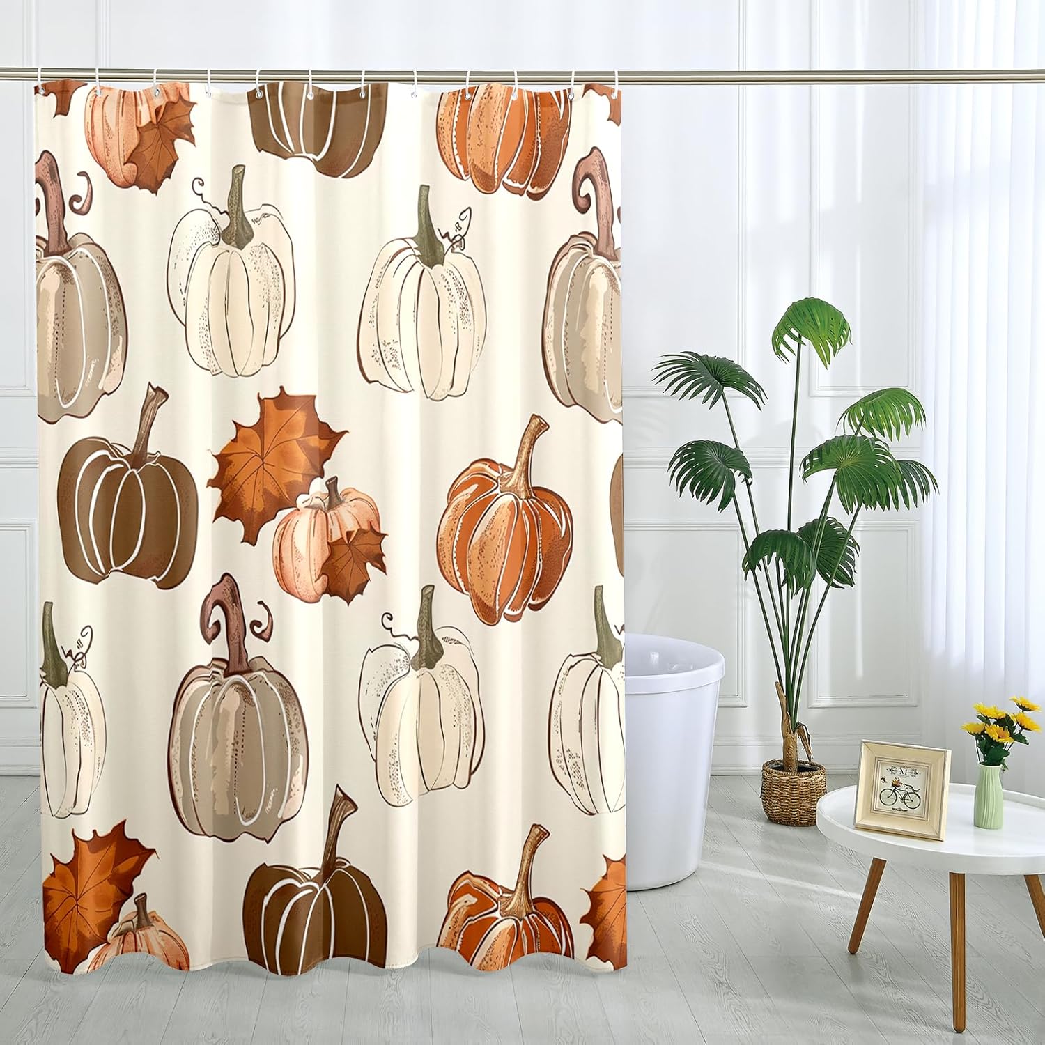 TPHIHPT Autumn Maple Leaves Pumpkins 62x72-inch Bath Set