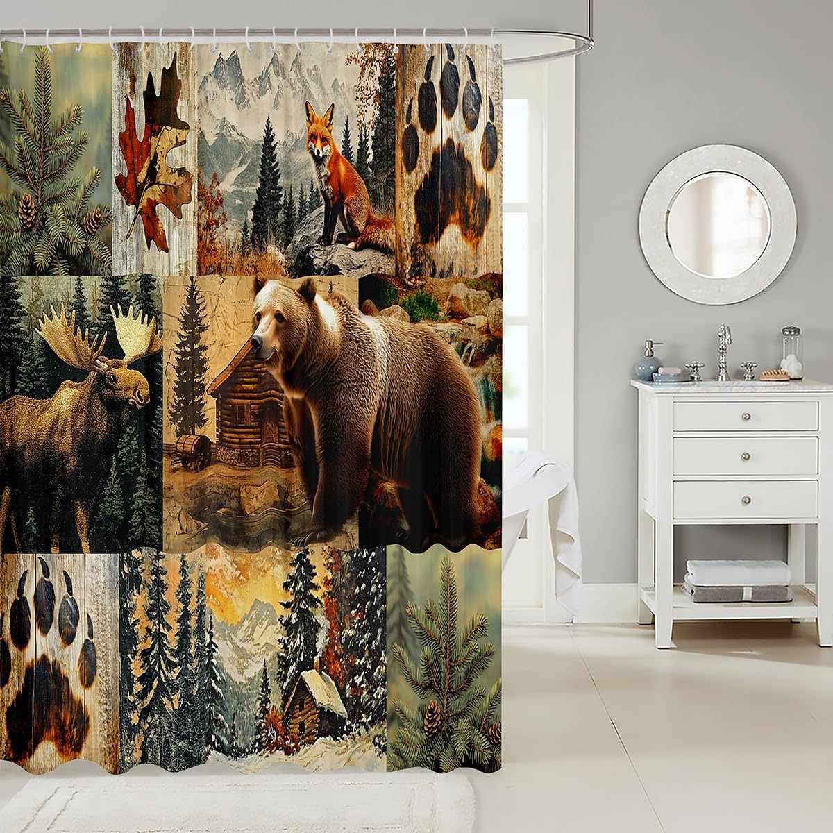 Rustic shammy curtains with unique wild animal design