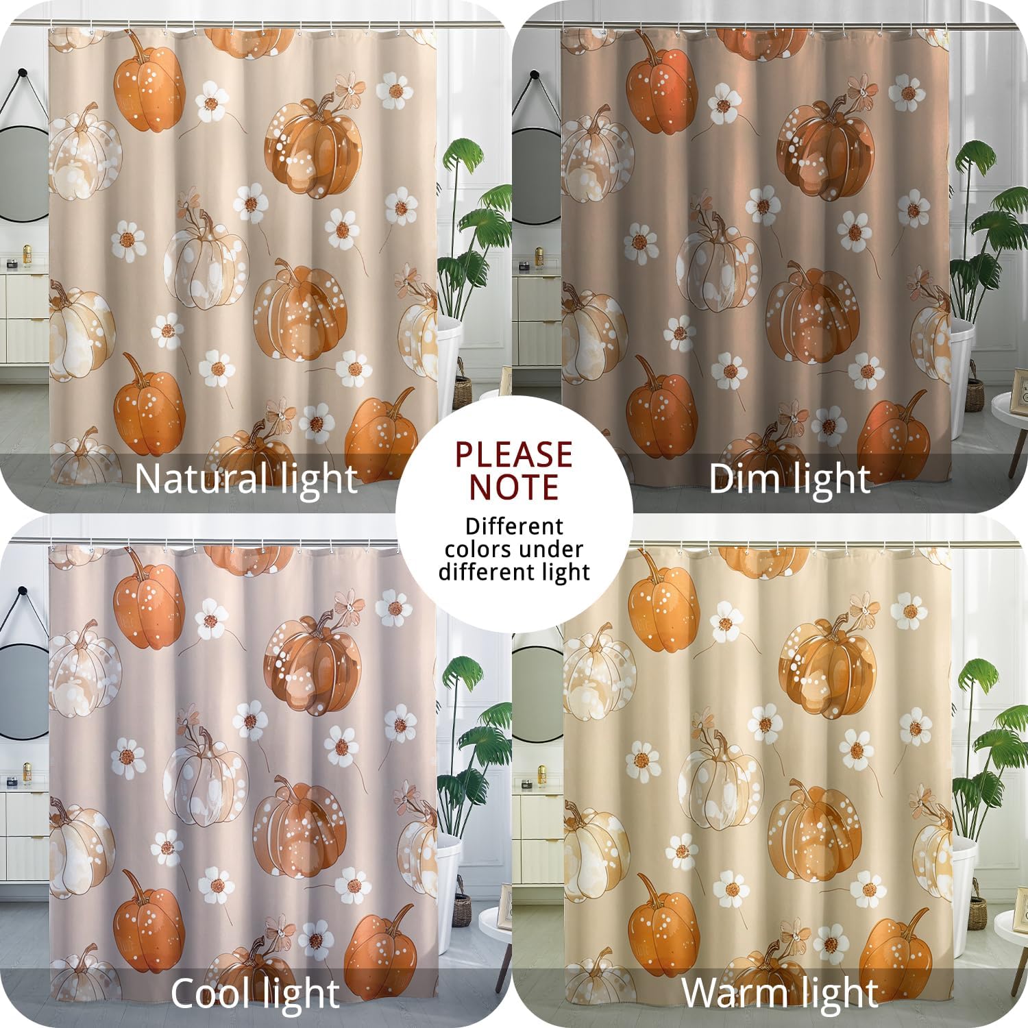 GDHBLING - Autumn Pumpkins 72x78 inch Shower Curtain Set
