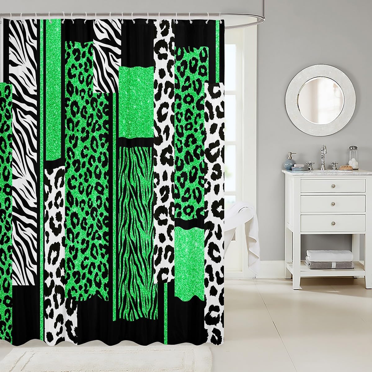 Feelyou Leopard Animal Print shower curtain set for kids