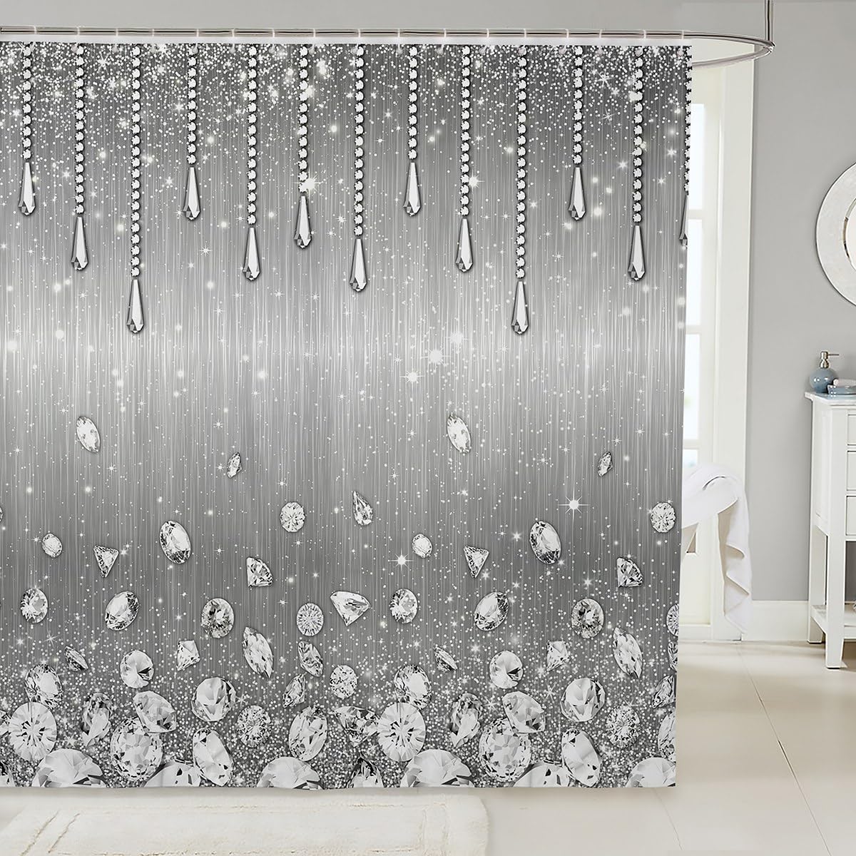 Geometric Ombre Stripes Shower Curtains