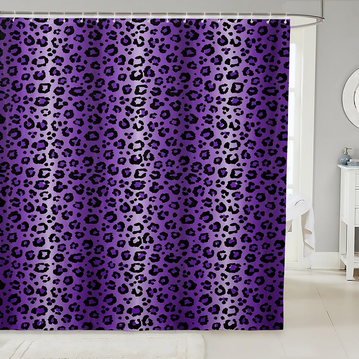 Feelyou Cute Cheetah-printed Bath Curtain Soft Durable for Home RVs