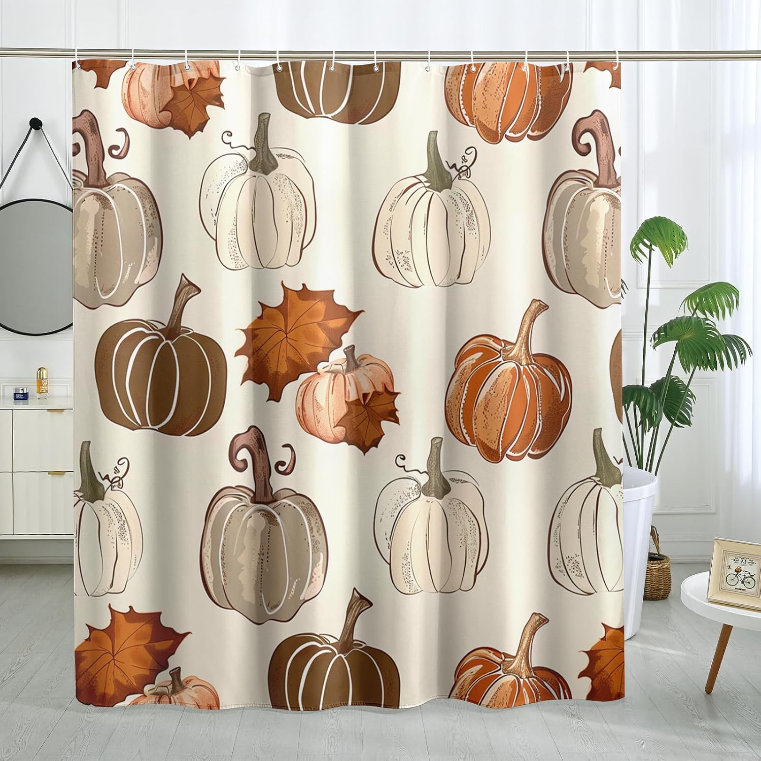 TPHIHPT Autumn Maple Leaves Pumpkins 62x72-inch Bath Set