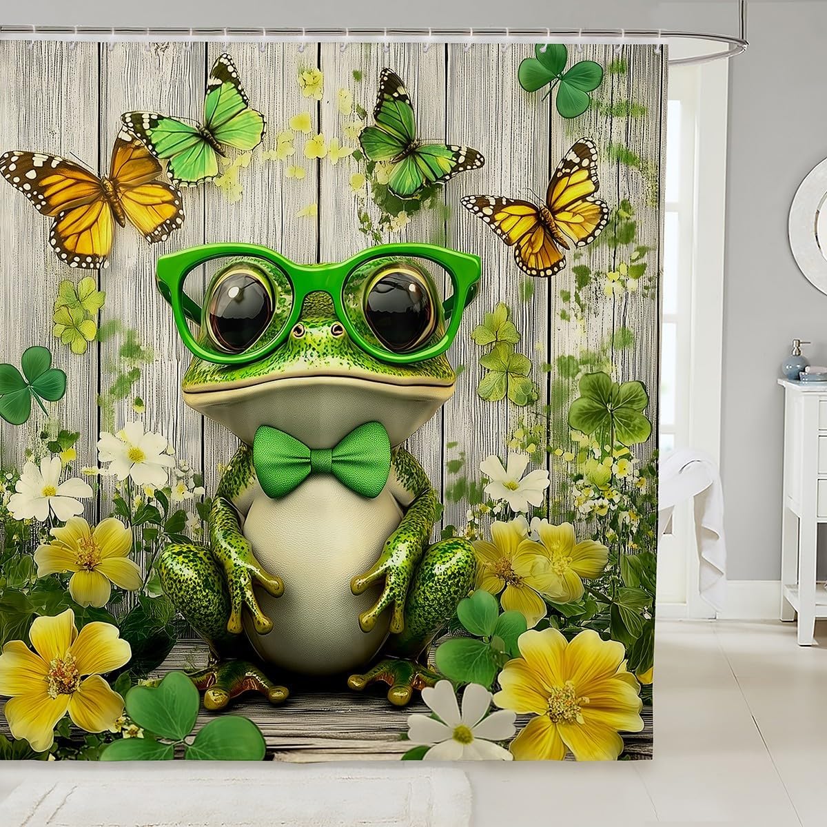 Feelyou Frog 72x72 Cute Forest Green Bathroom Shower Curtain