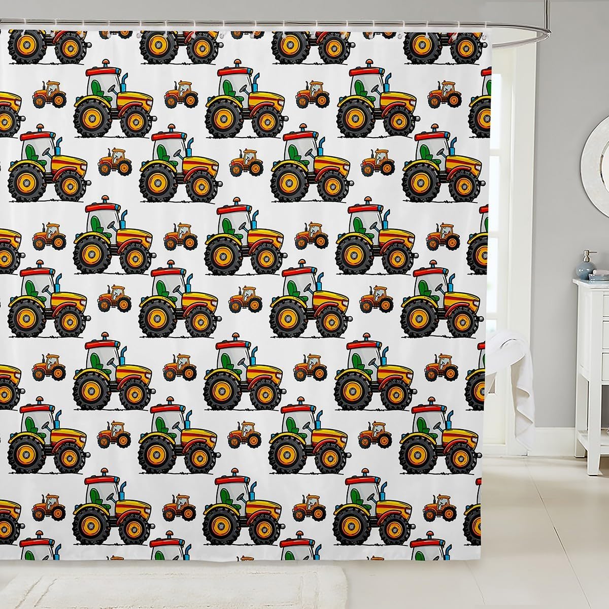 Feelyou Excavator Car Shower Curtain Set 72x72