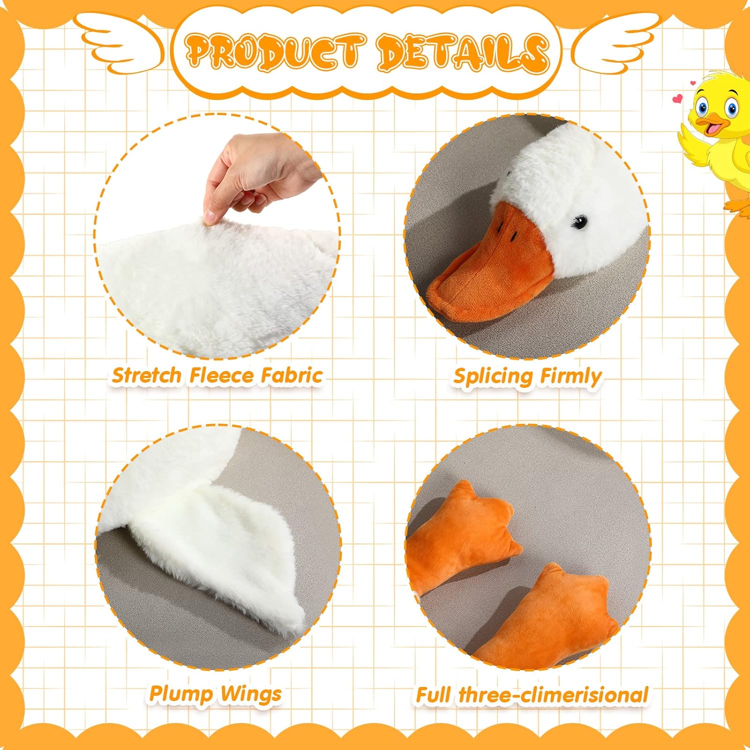 Lenwen 63 Inch Giant Goose Plush Pillow Toy