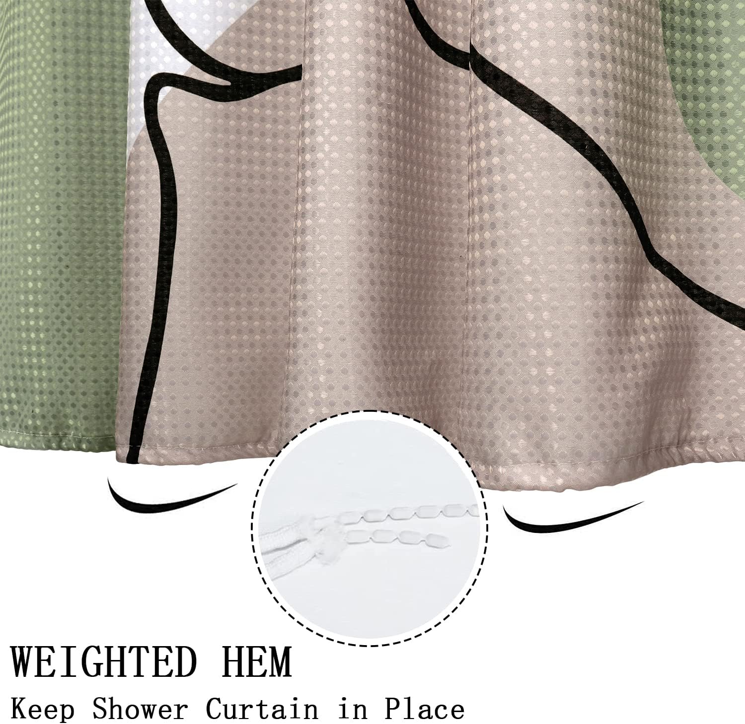 LCIWaffle Bathroom Shower Curtain Abstract Woman Weighted Bottom waterproof Soft 72x72 inch