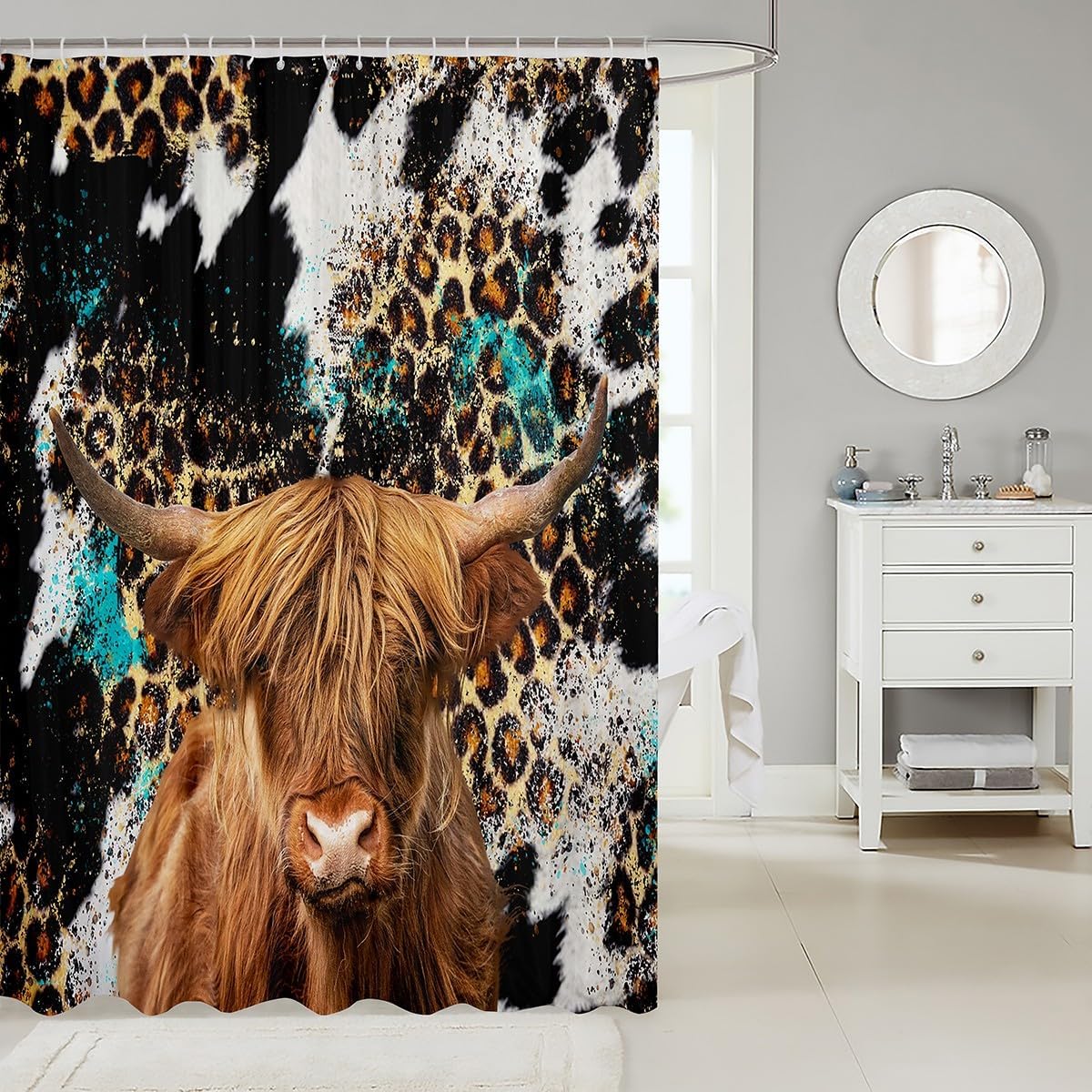Manfei Highland Cattle Kids Shower Curtains