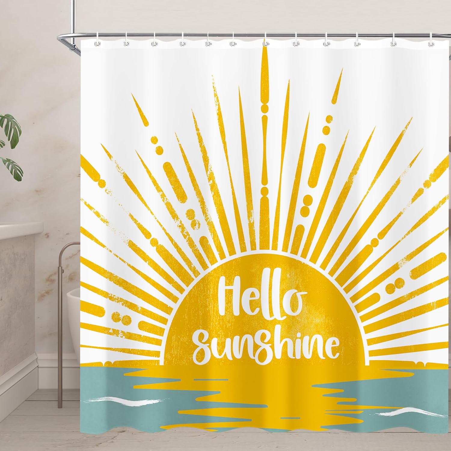 70s Yellow Sun Shower Curtain Set 72X72