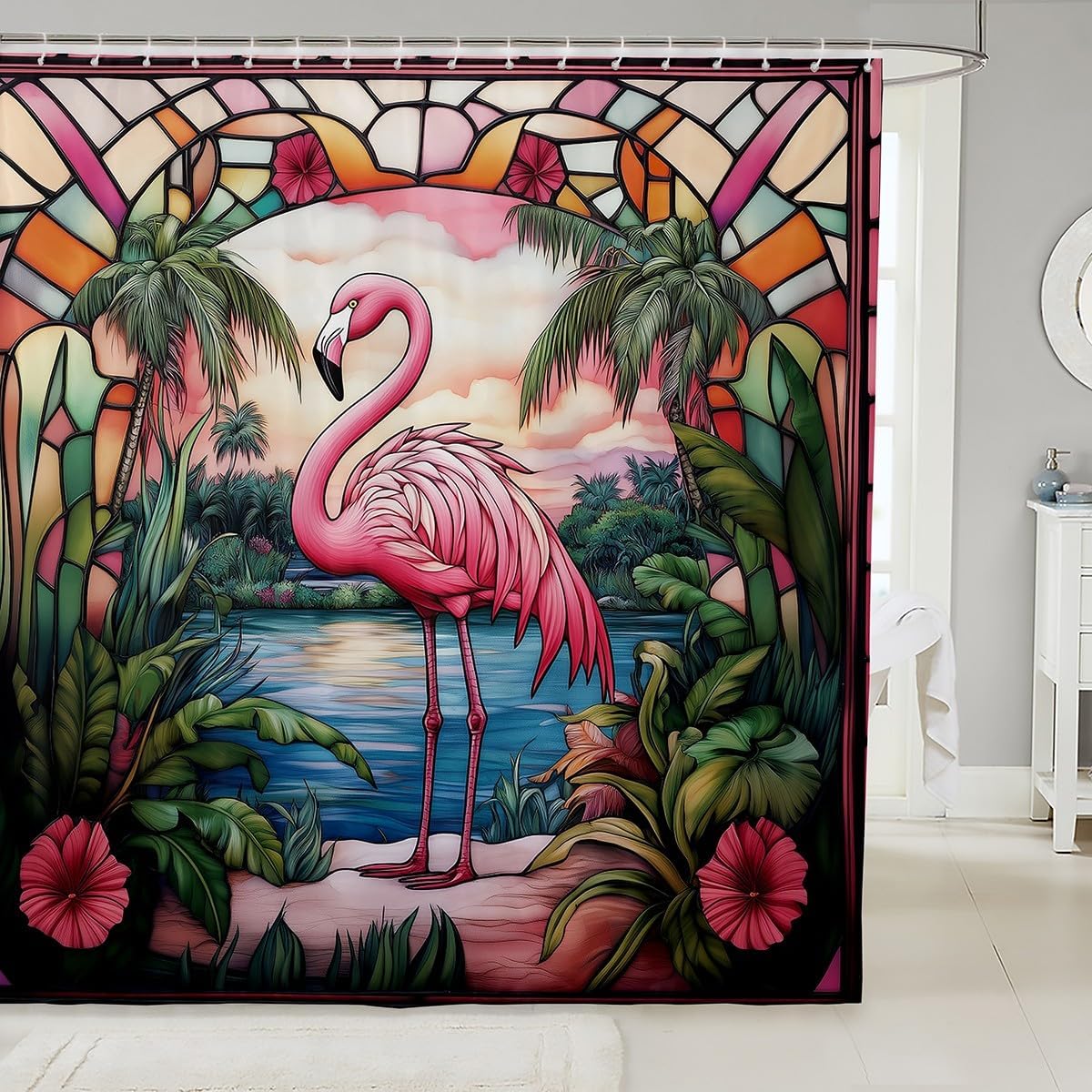 Manfei Flamingo Kids Bath Curtain