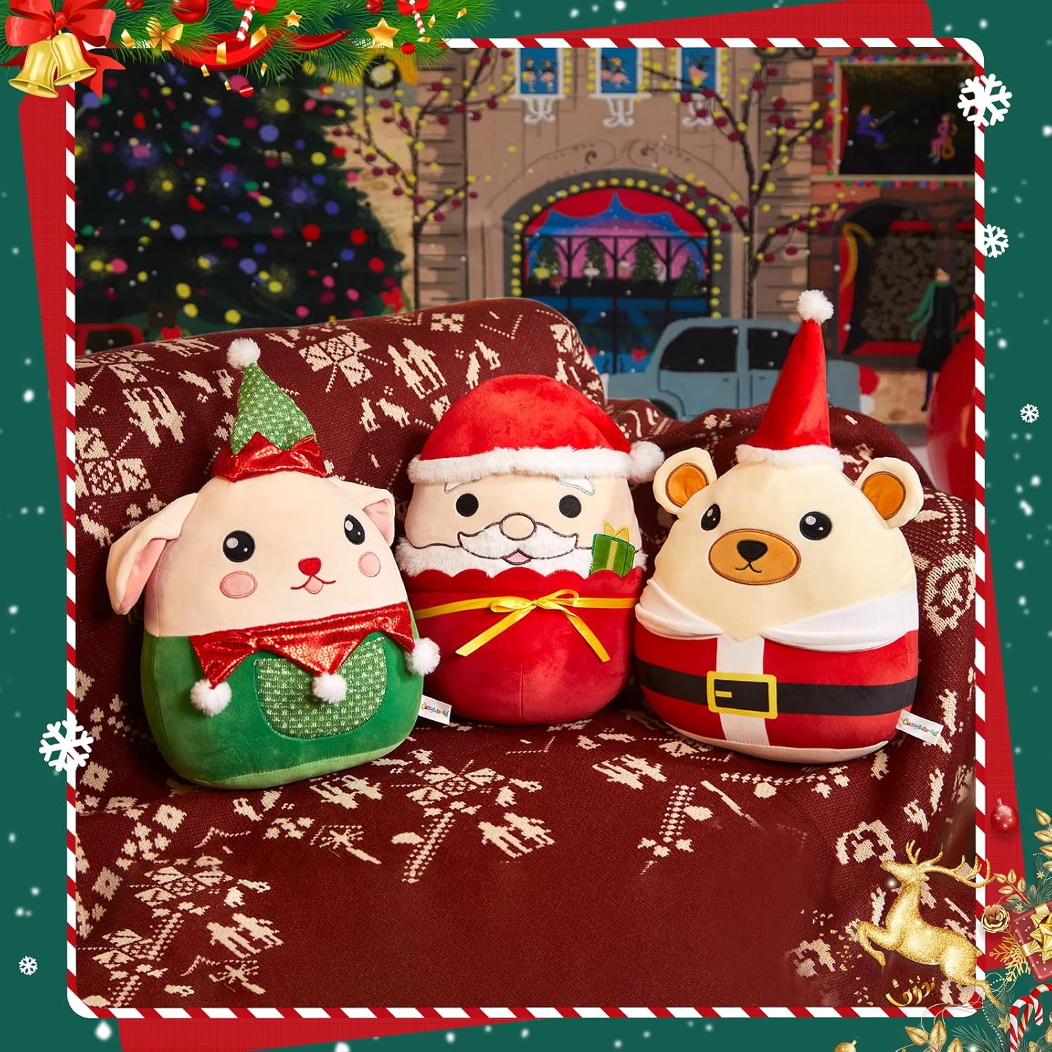 Cozy Bear Christmas Plush Pillow Perfect Cuddle Buddy
