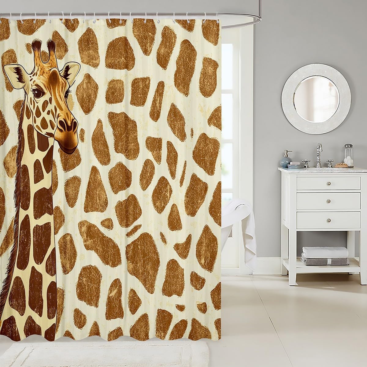 Manfei Giraffe Shower Curtain Set for Kids and Adults 72x72 Inch