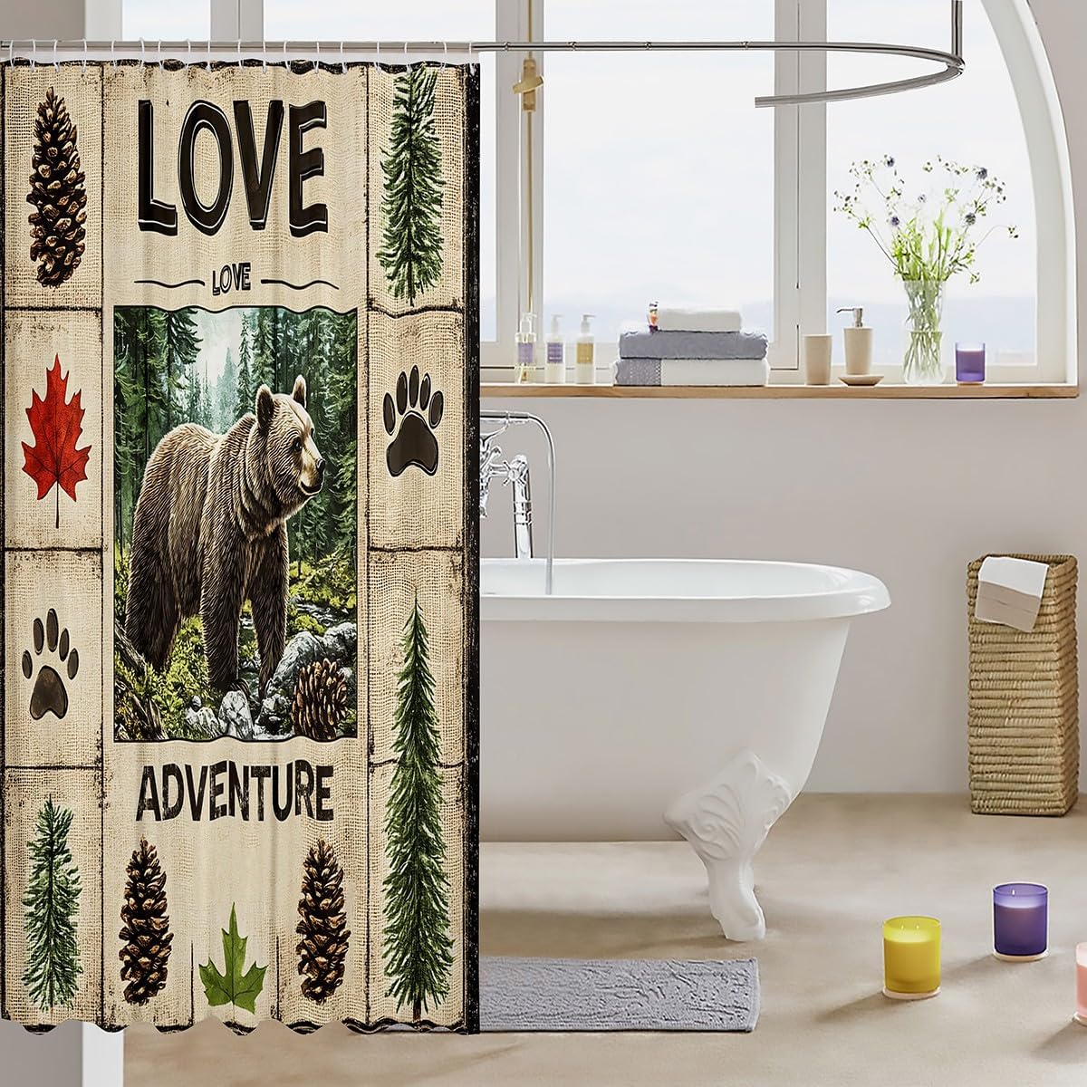 Feelyou Cabin Bear 72x78 Bath curtain