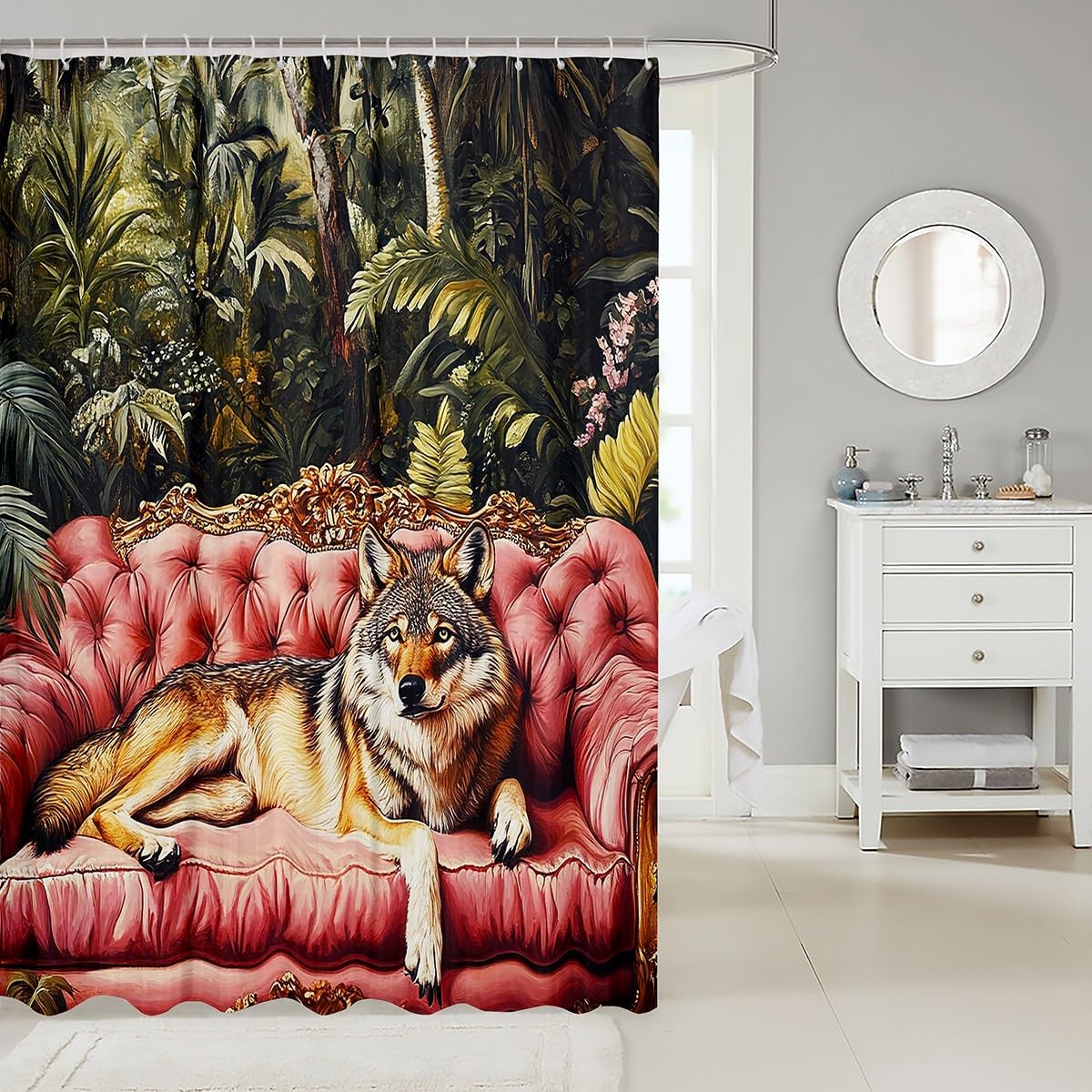 jejeloiu Wolf Bath Curtain