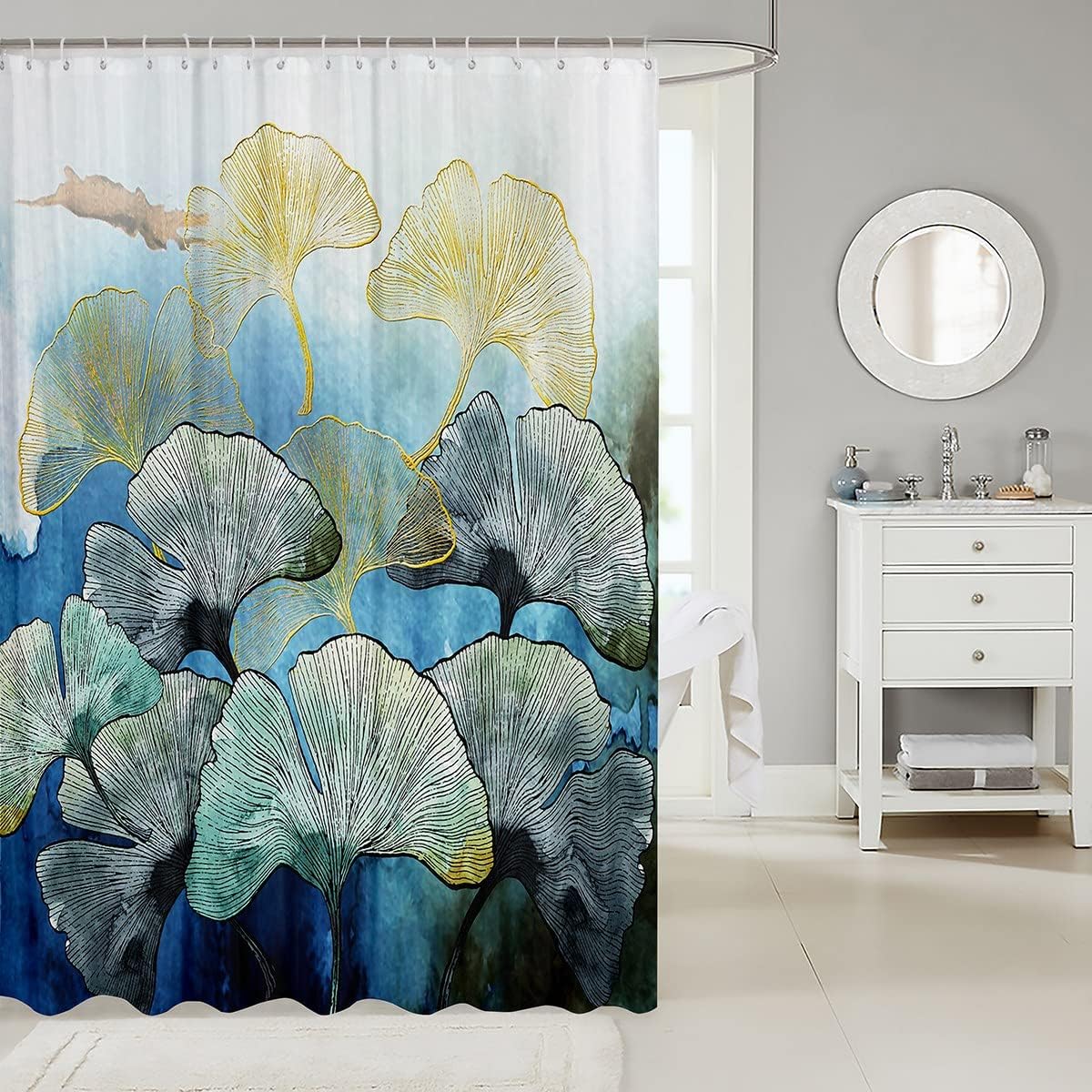 Ginkgo Leaf Kids Shower Curtains Water-Resistant mamas must-have