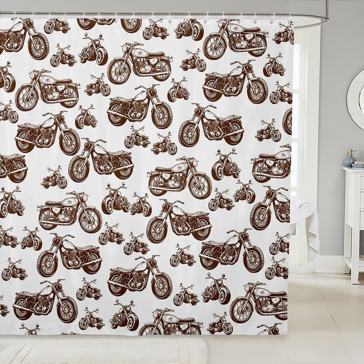 Feelyou Brown Retro Motorcycle Shower Curtain