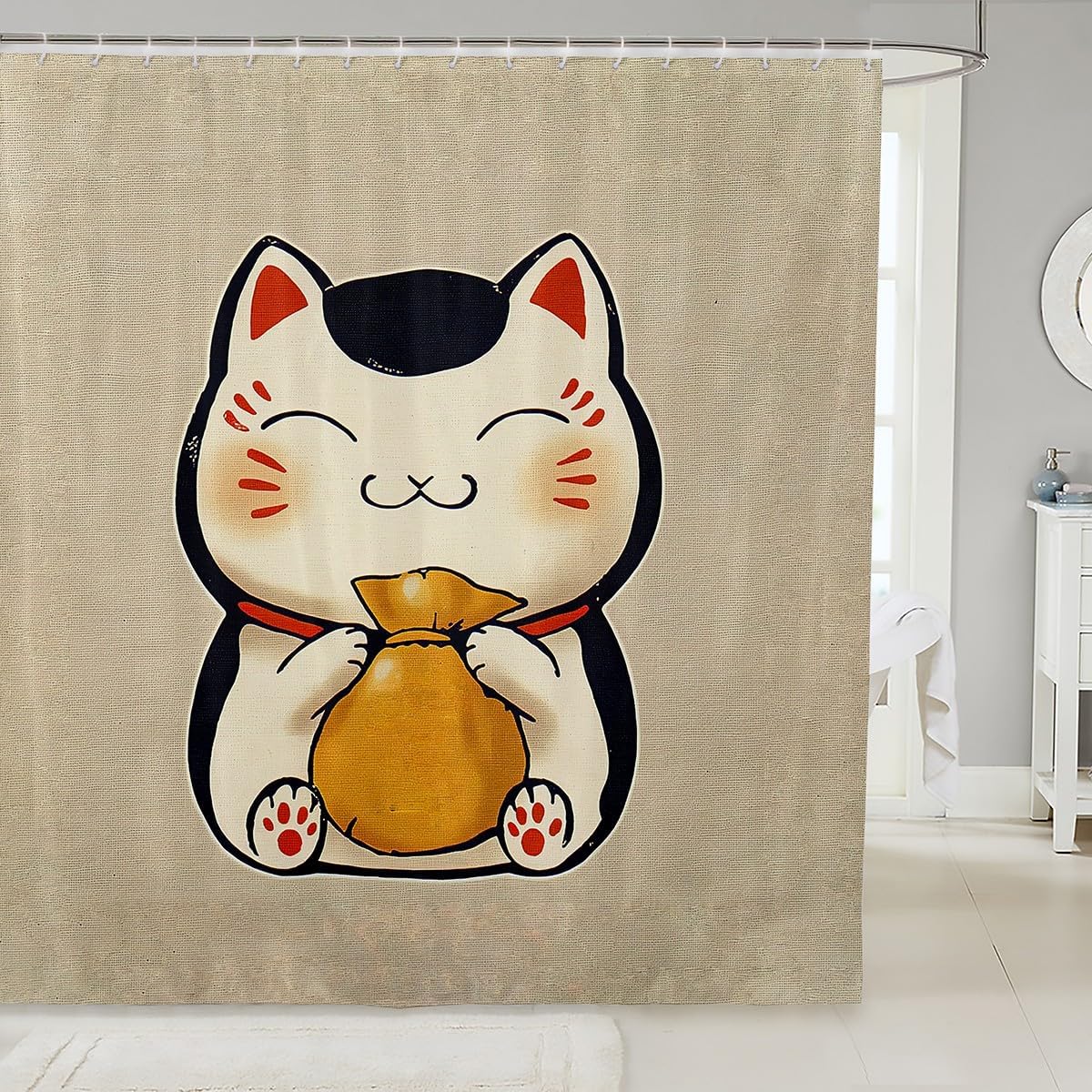 Japanese Cat Shower Curtain 72x84