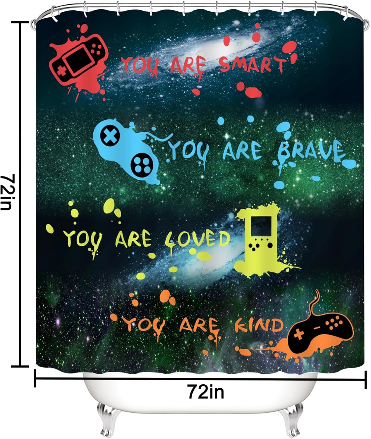 ALEXEX 4 PCS Star Outer Space Kids Shower Curtain Set