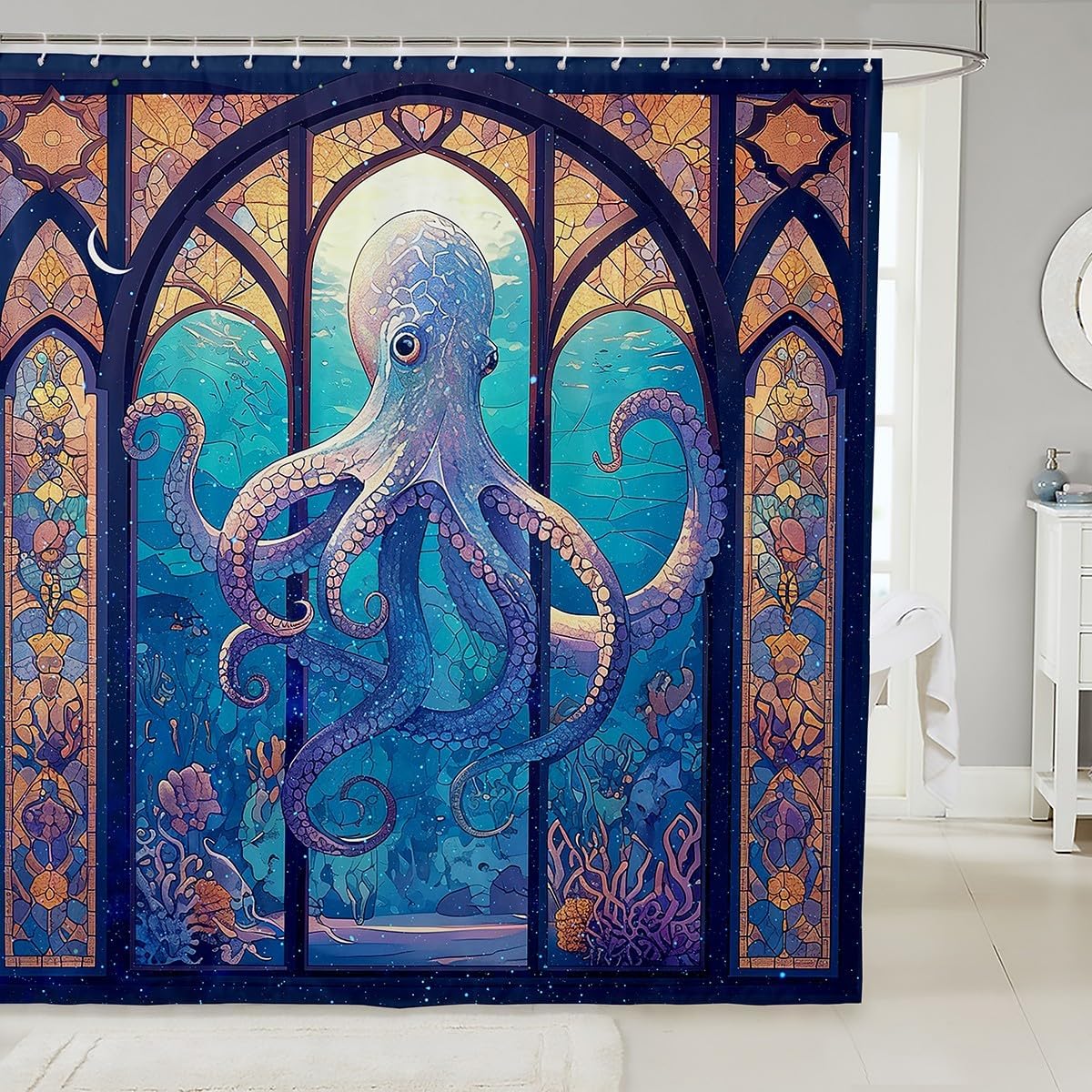 Feelyou Octopus Bath Curtain Waterproof Stylish for Kids and Adults