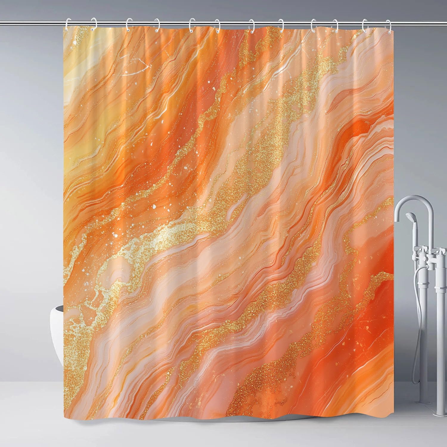 ZZYSKS Orange Marble Shower Curtain