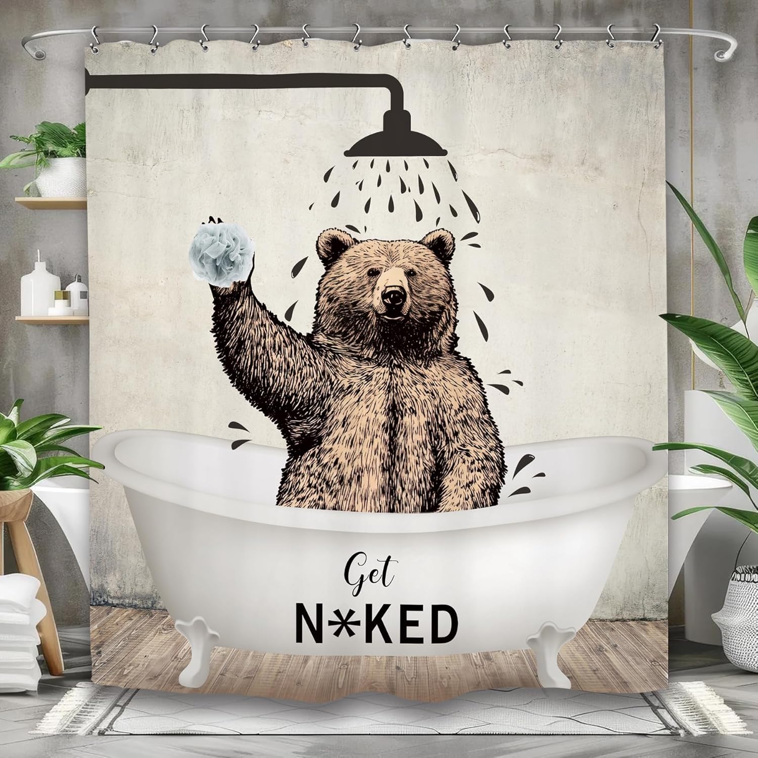 Yookeb Bear Bathroom curtain Rustic design for kids