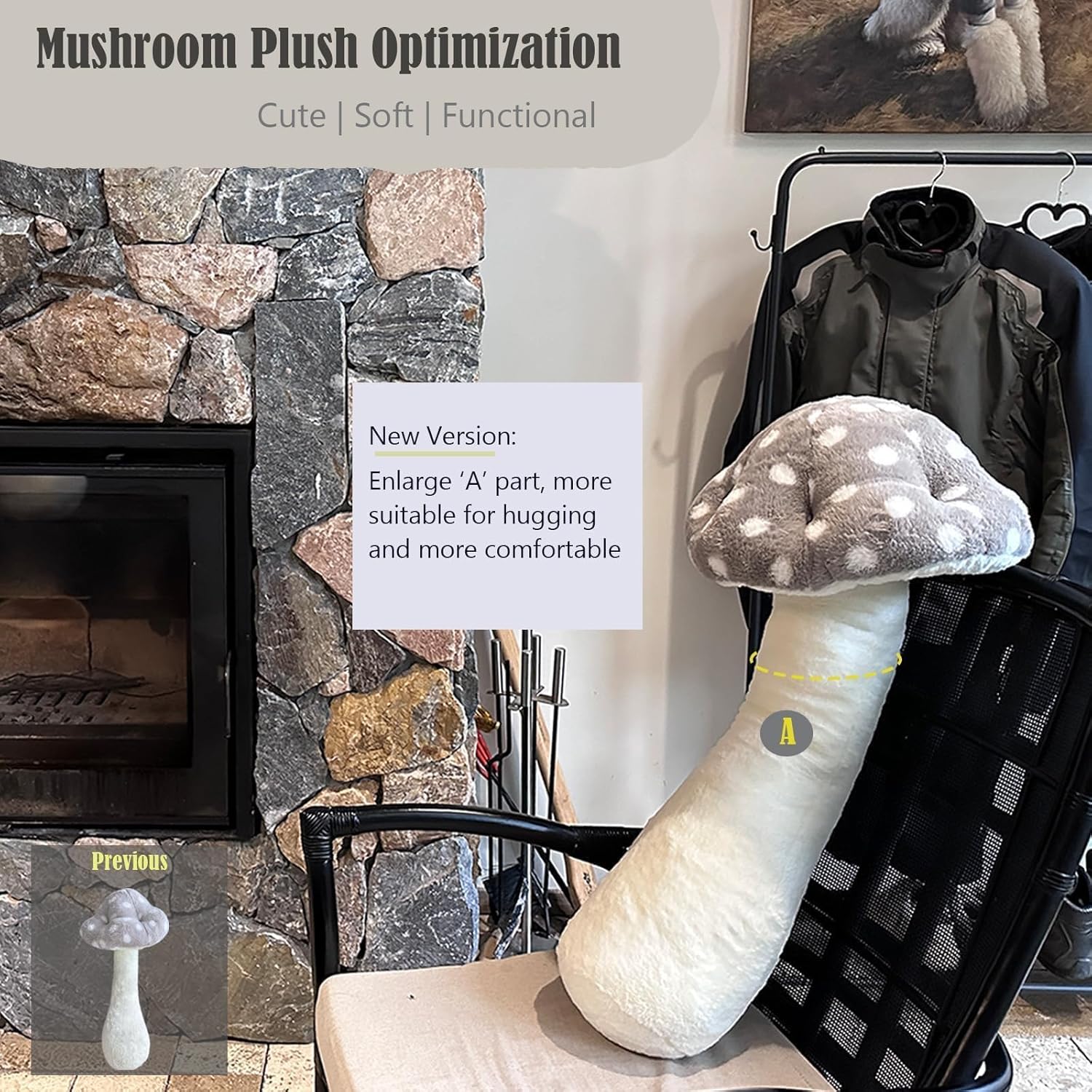 Hofun4U Mushroom Plush Pillow - 51 Inch - Cute for All Ages