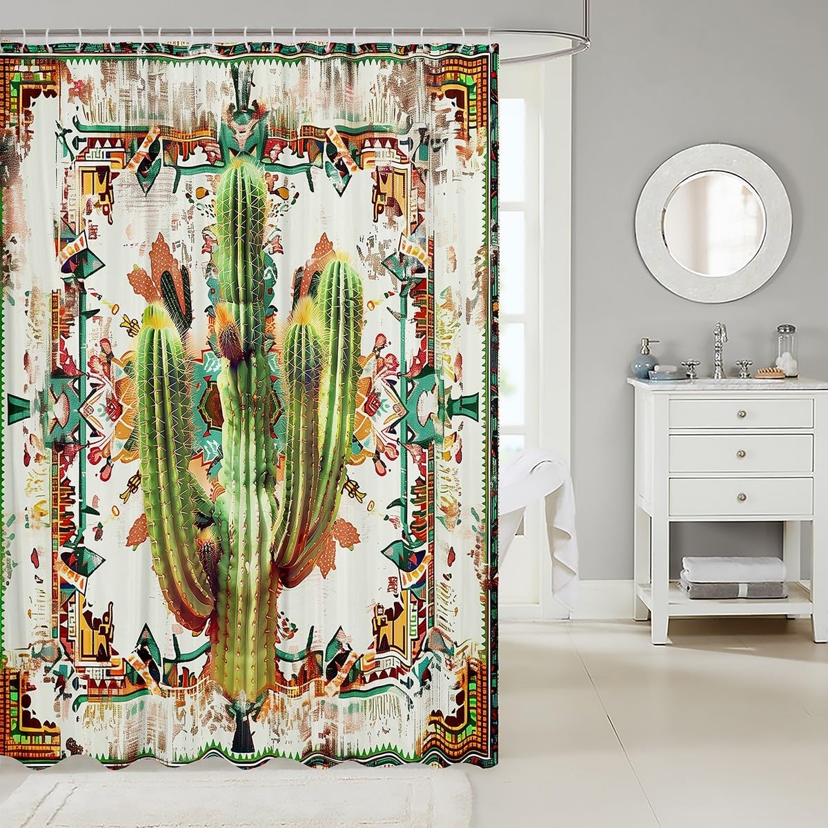 Feelyou 72x72 Cactus Bathroom Shower Curtain Set