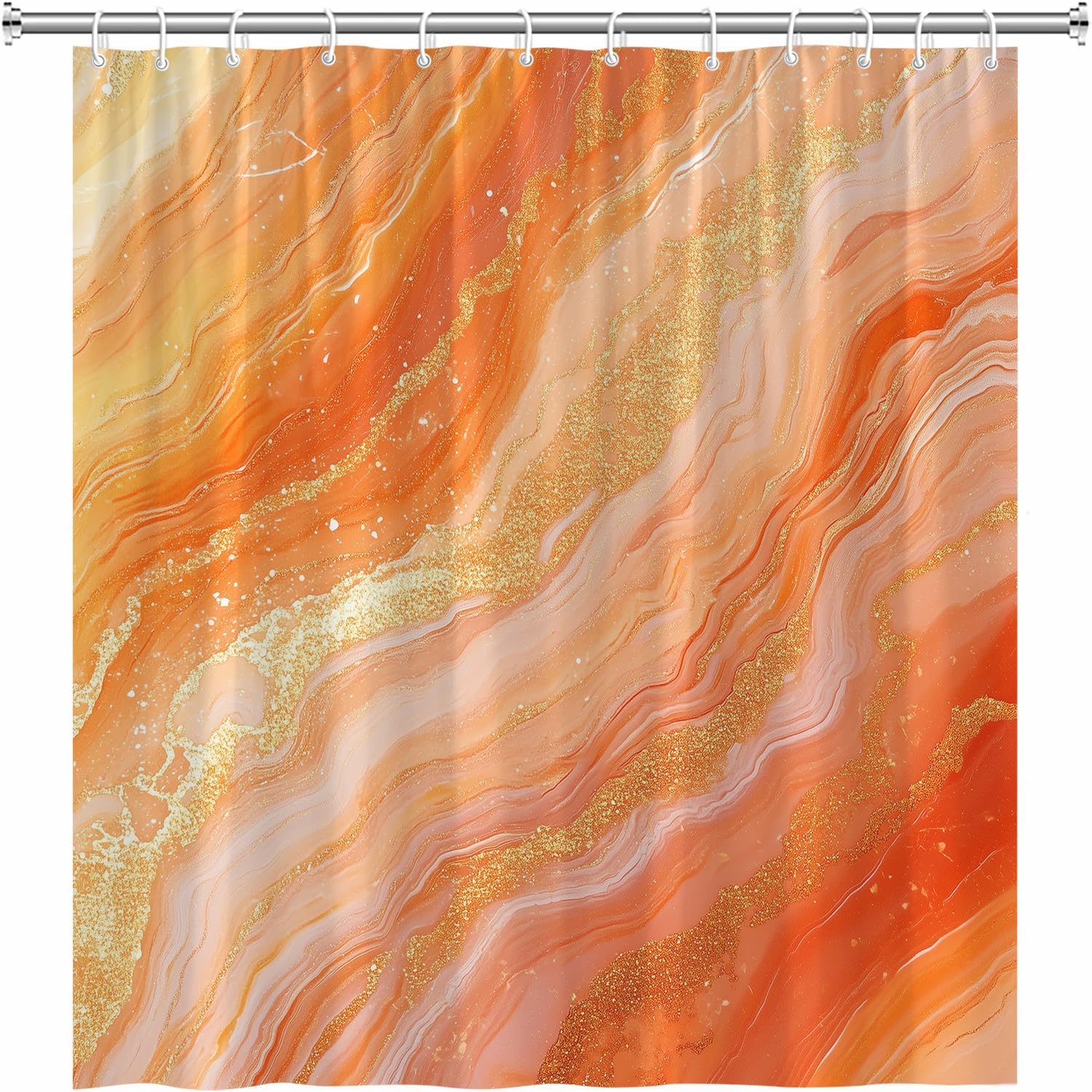 ZZYSKS Orange Marble Shower Curtain