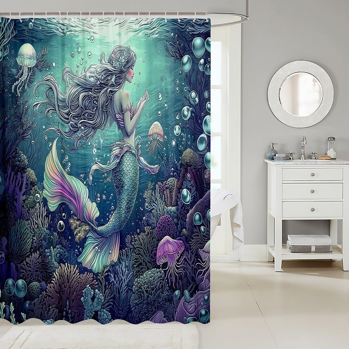Mermaid Bath Curtain waterproof