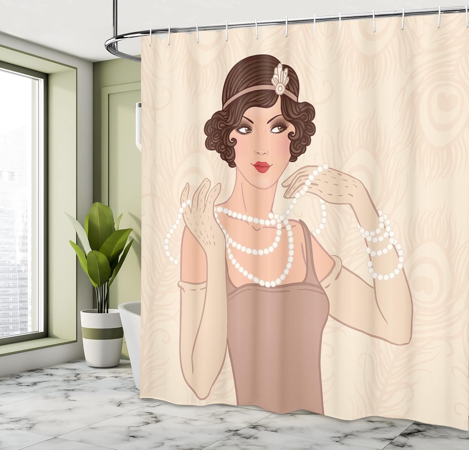 Ambesonne Old Hollywood Shower Curtain Set with Hooks
