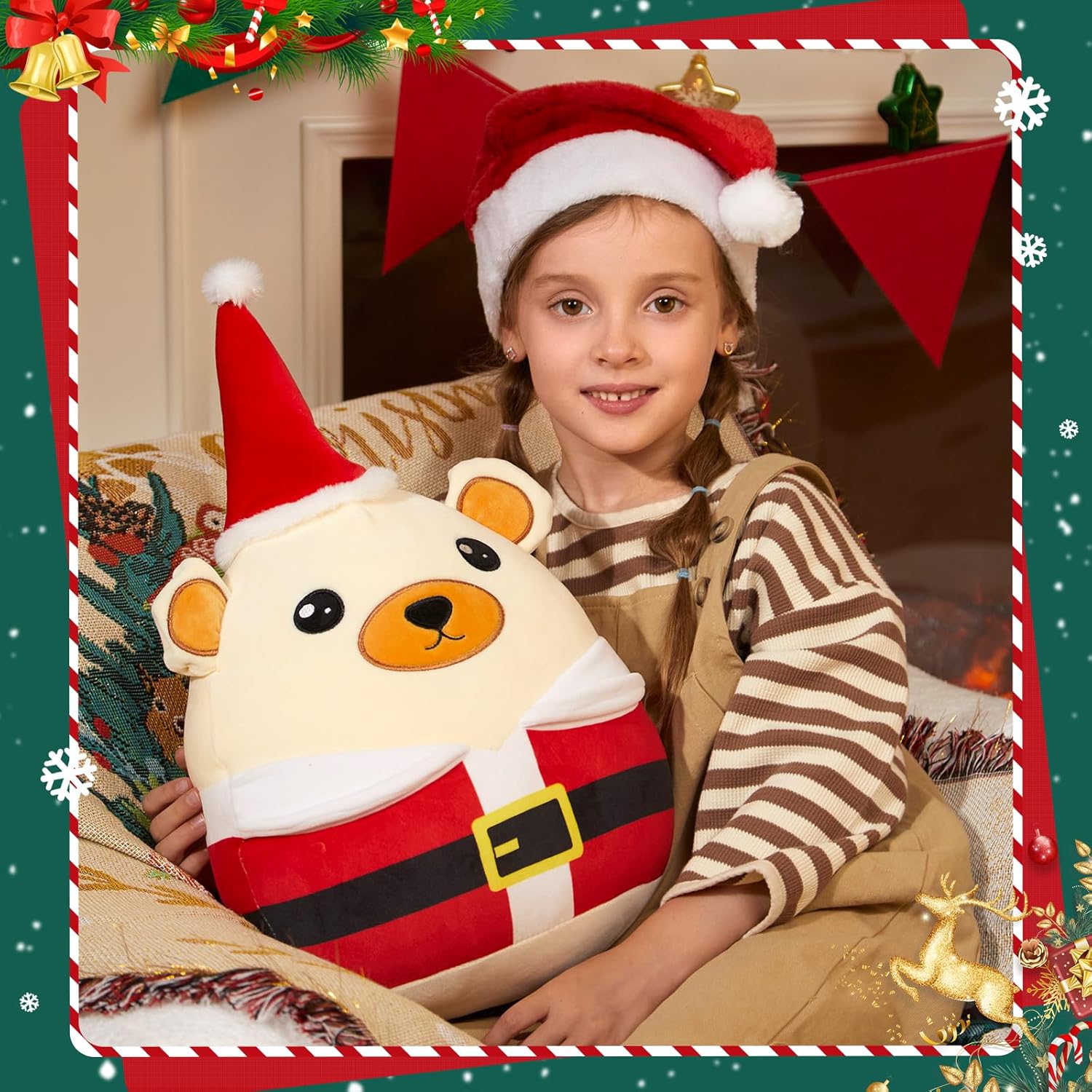 Cozy Bear Christmas Plush Pillow Perfect Cuddle Buddy