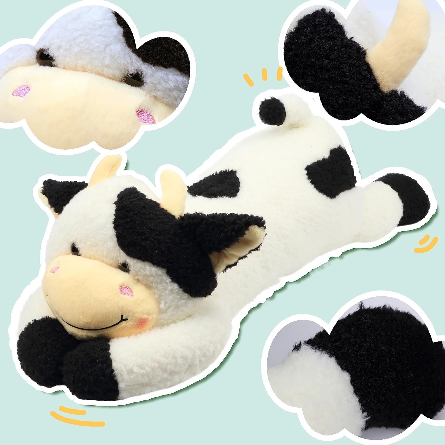 Big Cuddly Cow Pillow for Kids Adults