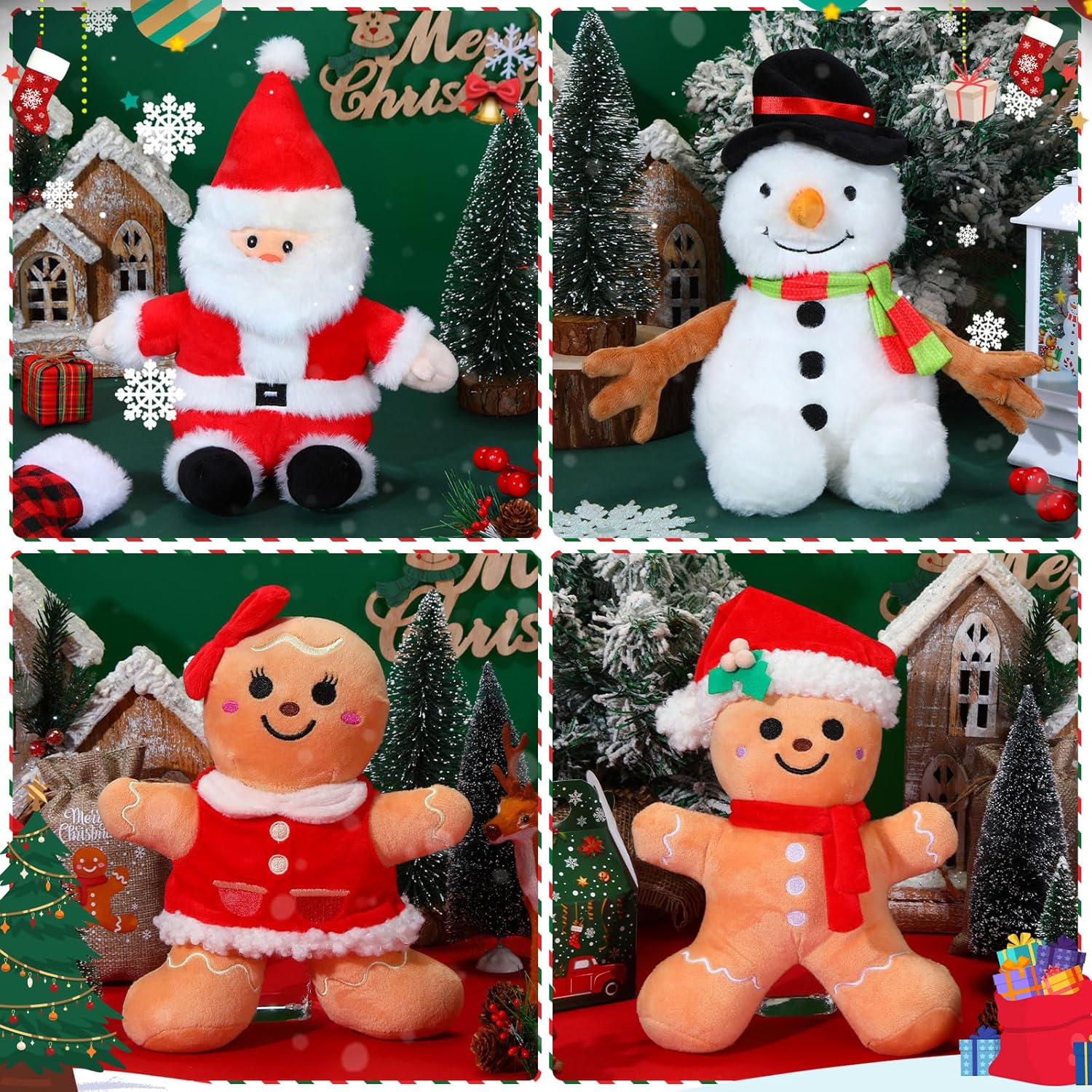 Syhood 4 Piece 9 Inch Christmas Plush Set