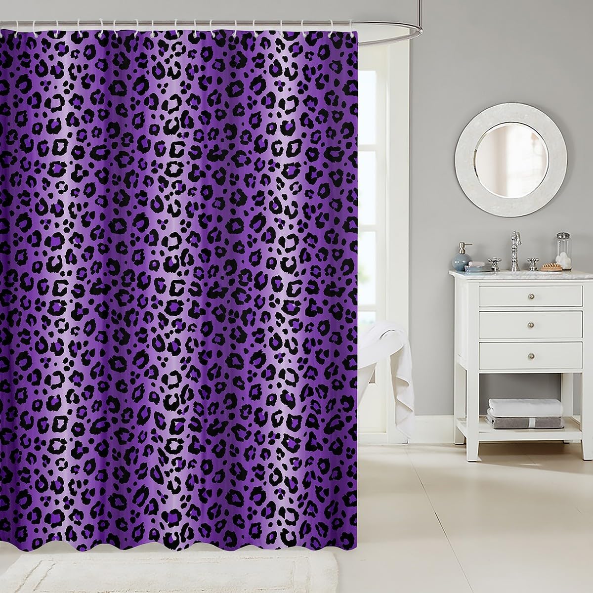 Feelyou Cute Cheetah-printed Bath Curtain Soft Durable for Home RVs