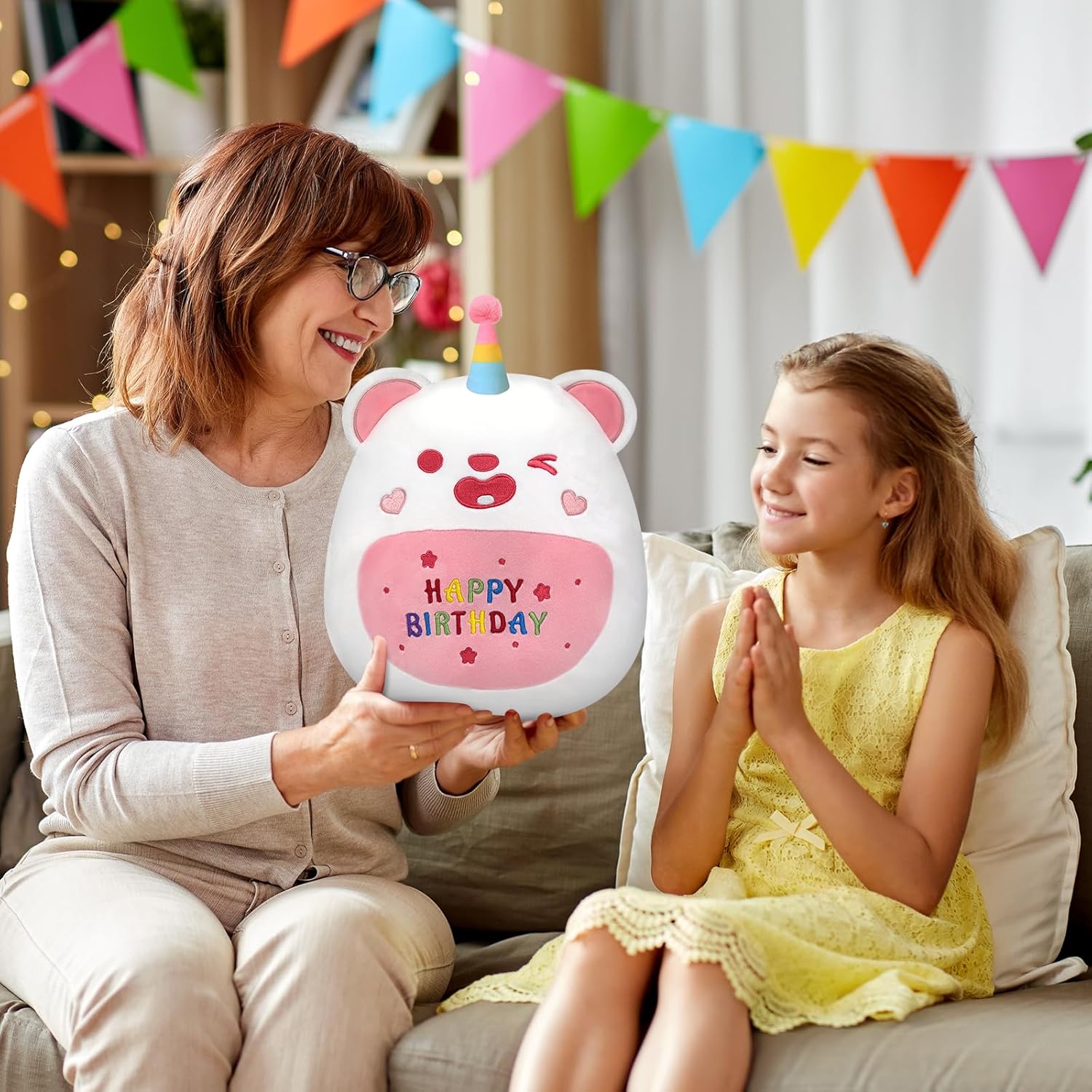Birthday Bear Plush Pillow Toy