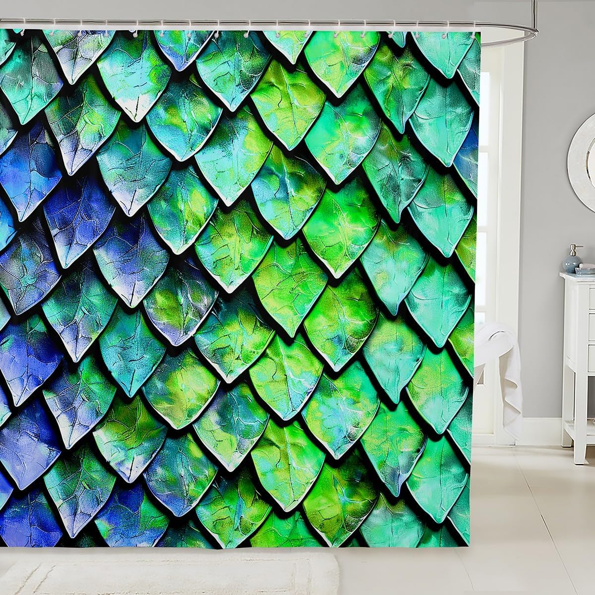 Feelyou Dragon Scale Bath Curtain Set 72x72 Wild Animal Skin Glitter Psychedelic