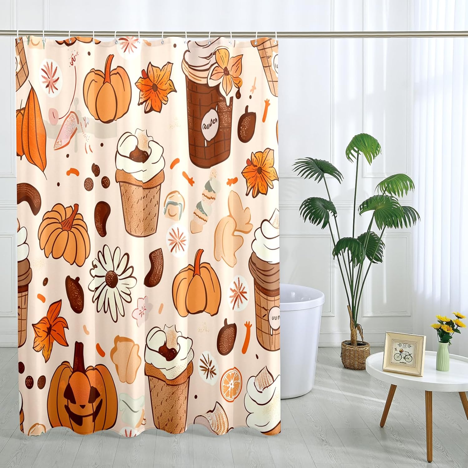 Fall Pumpkin Ice Cream Shower Curtain Set - 72x72