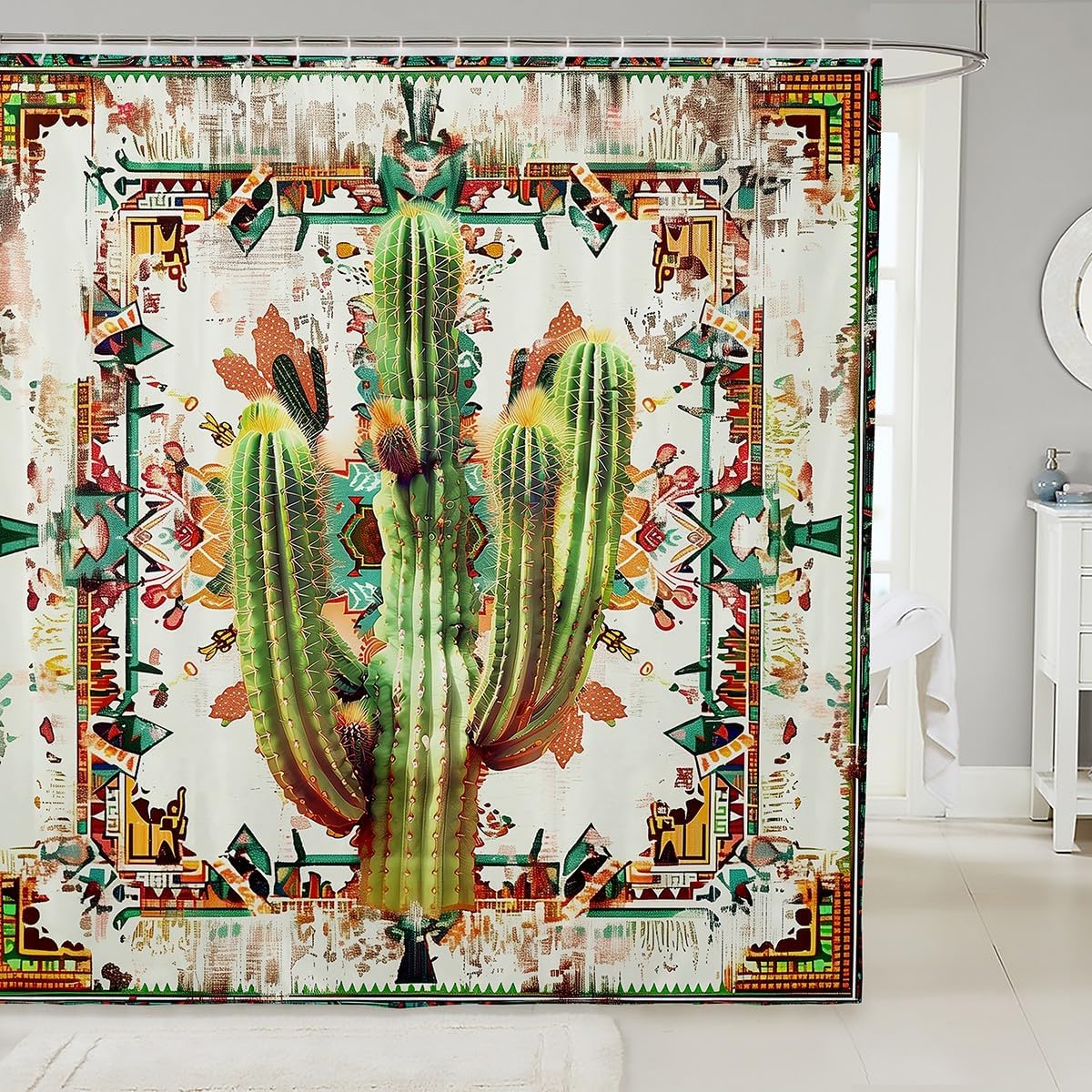 Feelyou 72x72 Cactus Bathroom Shower Curtain Set