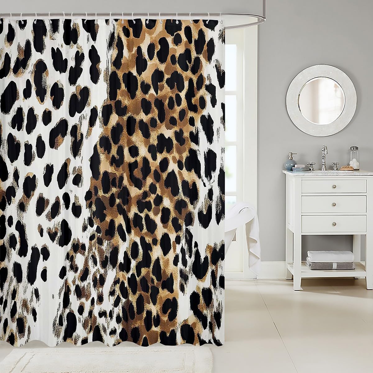 Leopard Print Shower Curtains for Boys Girls - Waterproof Fun