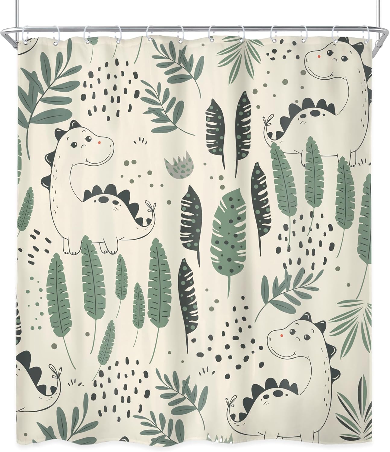 Kids Funny Dinosaur Bathroom Curtain Set 72x72